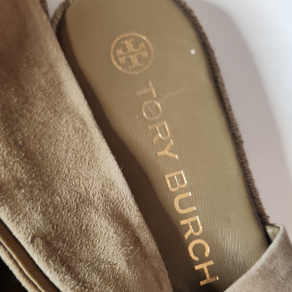 Tory Burch Tan Gathred Suede Slingback Sandals Size 8.5 Nwob - Picture 7 of 13